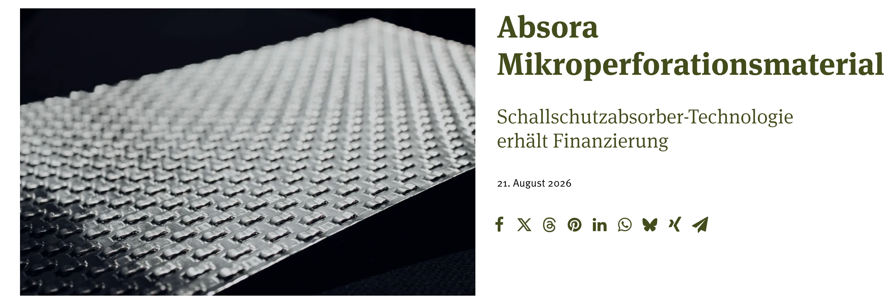 ABSORA-Blech bei Haute Innovation — Mikroperforationsmaterial
